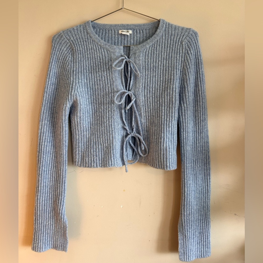 Kimchi Blue Jane Bow Tie-front Cardigan baby blue